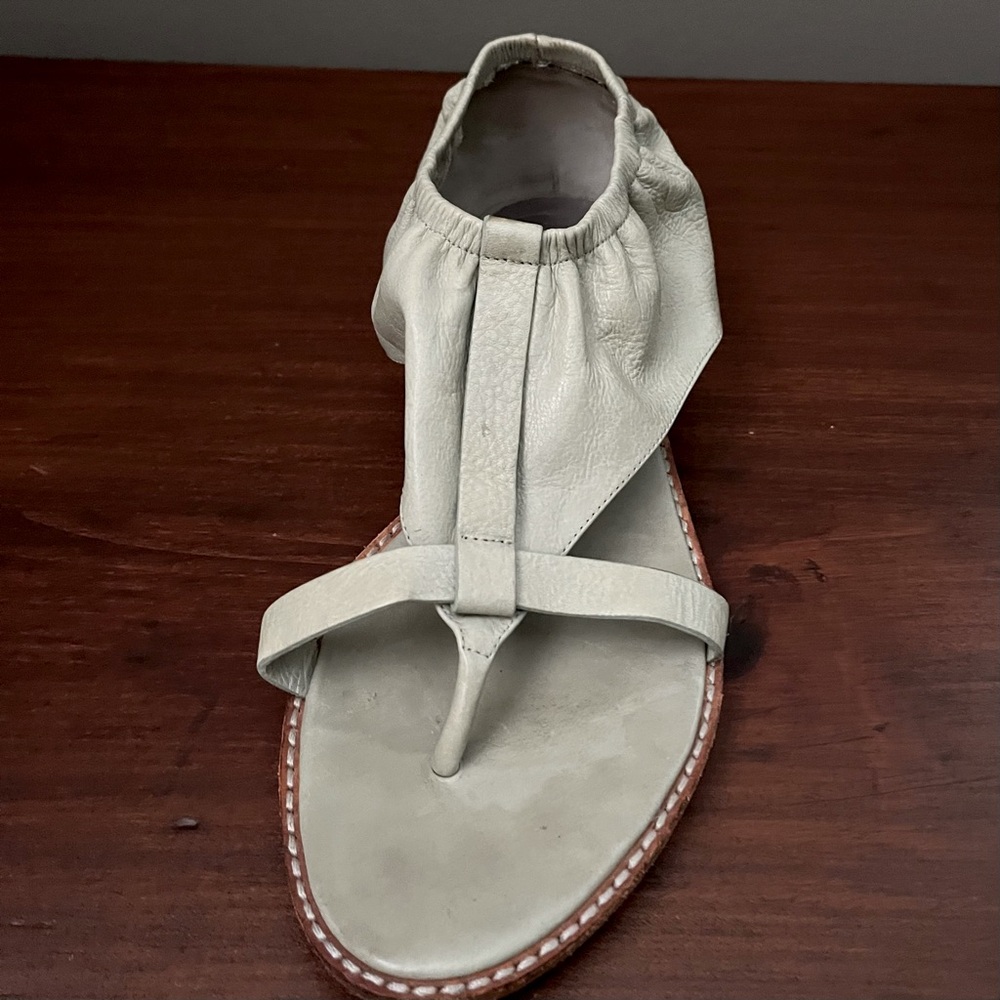 Botkier Light Sage Leather T-Strap Sandals